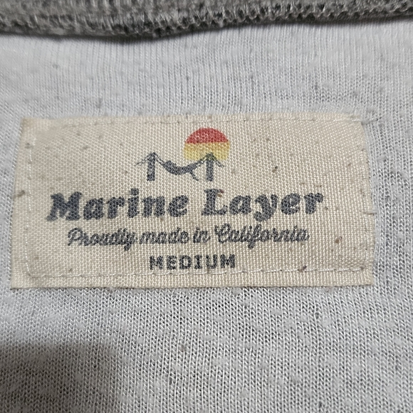 Marine Layer Henley Shirt Gray Rayon Poly Cotton M - Picture 6 of 10
